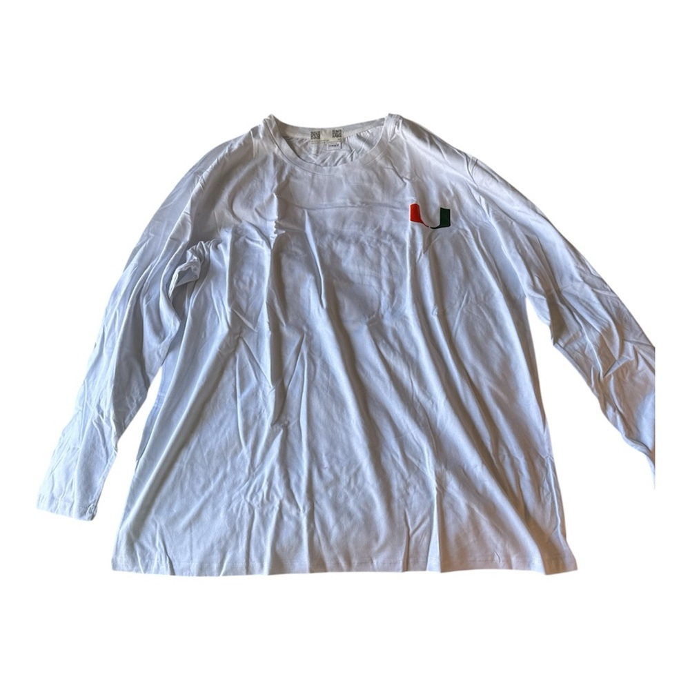 NWOT, Men’s Miami Long Sleeve Graphic T-Shirt,‎ XXL, White, U32